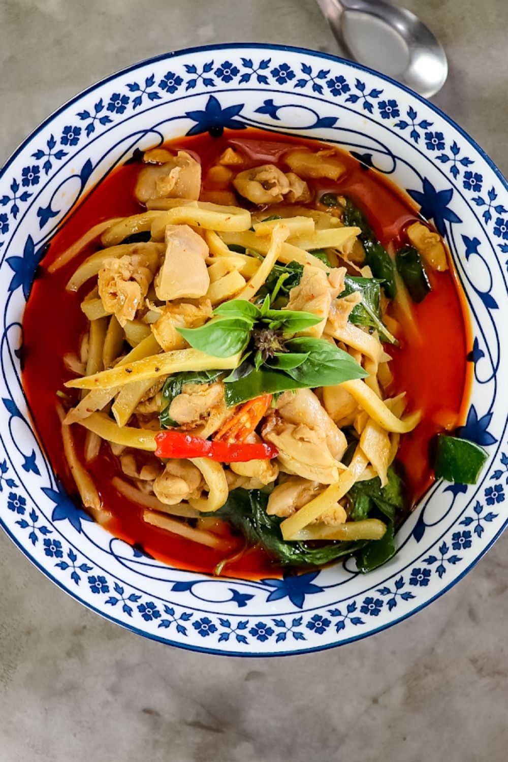 Thai chicken and bamboo shoots red curry