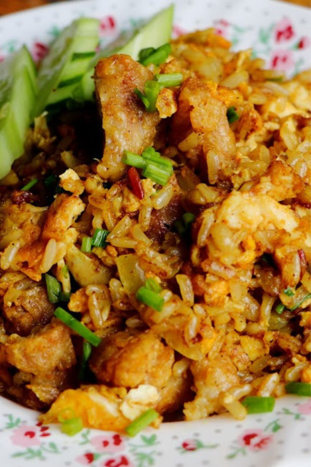 curry powder and crispy chicken fried rice